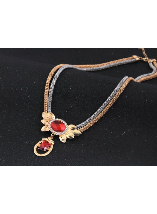 طقم مجوهرات مزين بتصميم زهور ومصنوع من خليط معدني ومرصع بالكريستال والراين ومكون من 4 قطع - Image 2