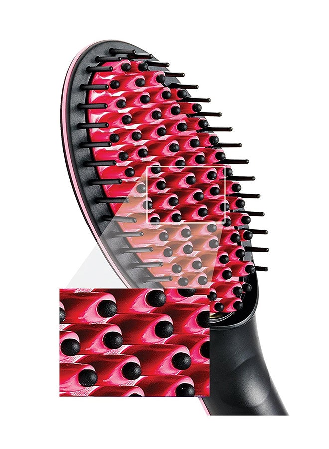 Electric Hair Straightening Brush With LCD Display Black/Pink - Image 2