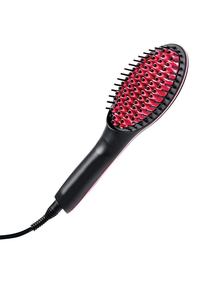 2-In-1 Electric Hair Straightening Comb Brush With LCD Display Black/Red - Image 1