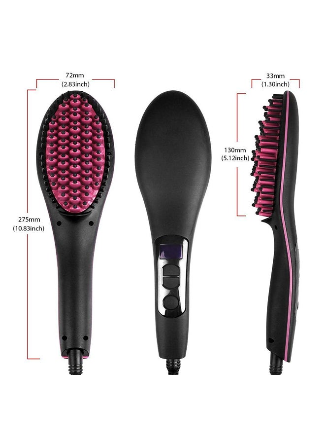 Electric Hair Straightener Brush Black/Pink - Image 2
