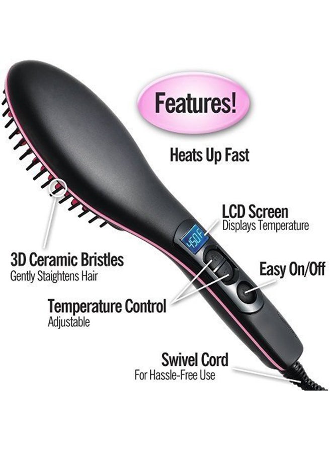 Electric Hair Straightener Brush Black/Pink - Image 3