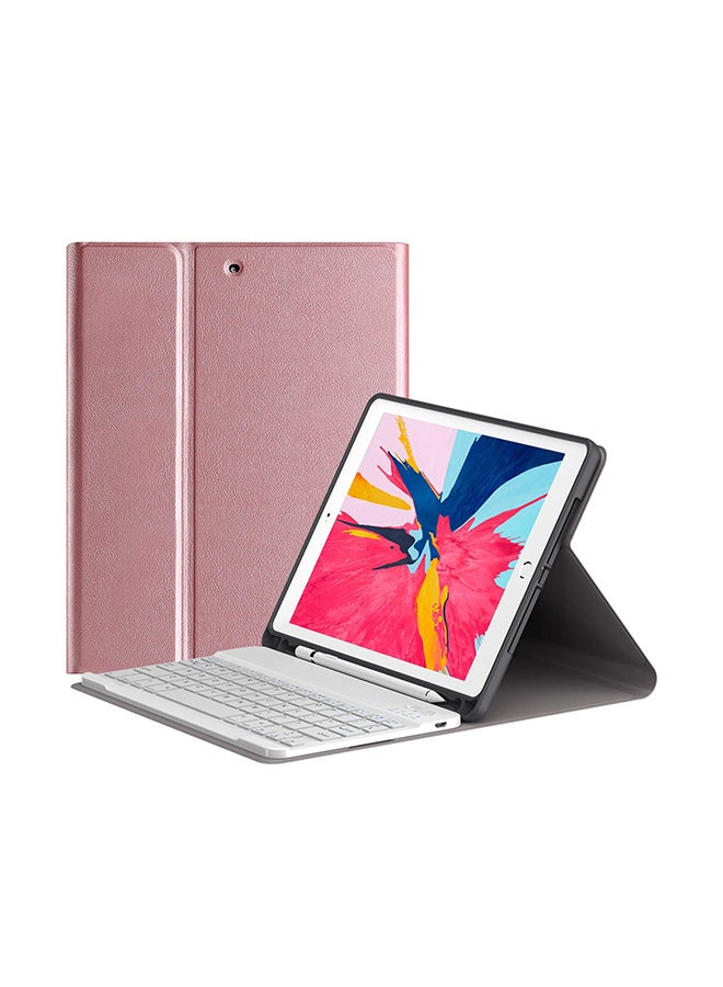Bluetooth Keyboard Case Cover For Apple iPad Rose Gold - Image 1