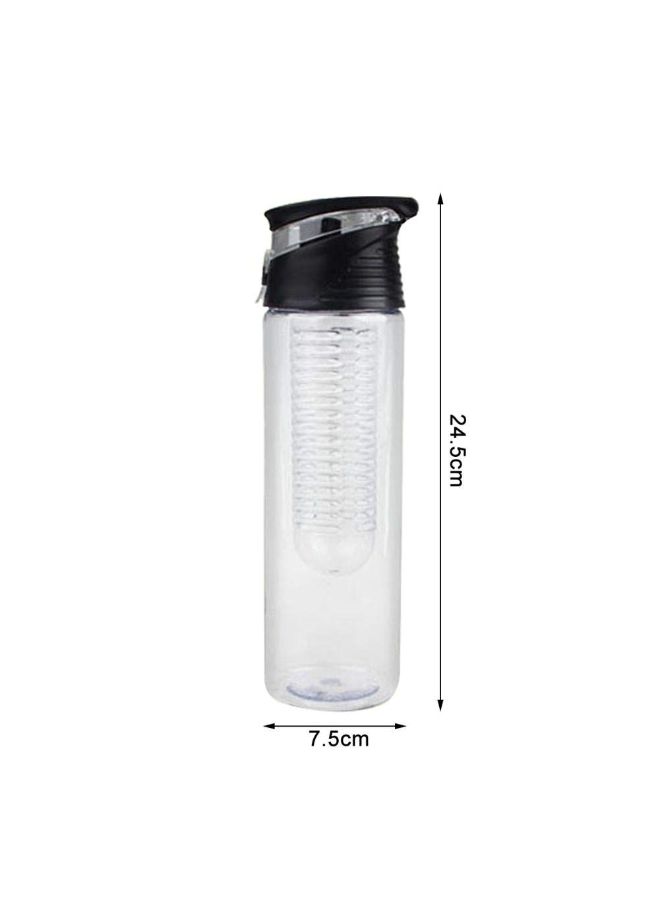 Premium Fruit Infuser Water Bottle With Flip Top Lid Black/Clear  - Image 2