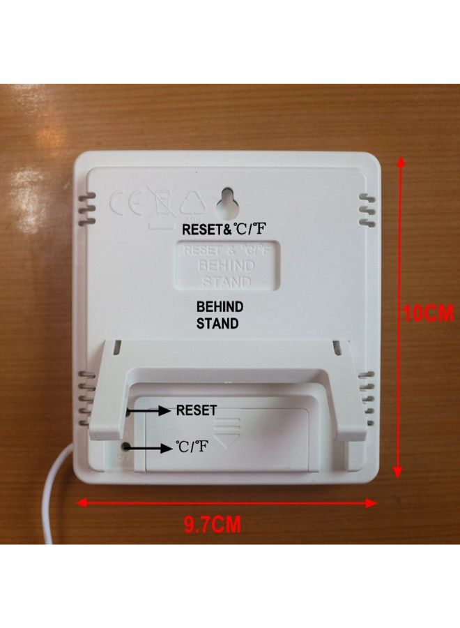 ماركة غير محددة - جهاز HTC-2 الرقمي بشاشة عرض لقياس الرطوبة ودرجة الحرارة ومزود بساعة أسود/ أبيض 10 x 9 x 2.3Ø³Ù†ØªÙŠÙ…ØªØ± - Image 1