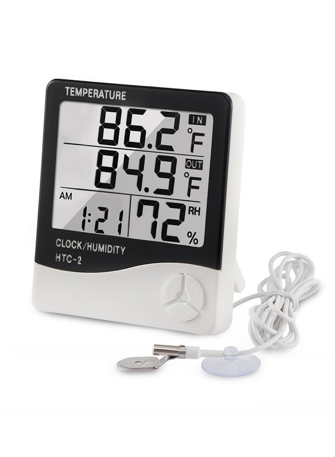 ماركة غير محددة - جهاز HTC-2 الرقمي بشاشة عرض لقياس الرطوبة ودرجة الحرارة ومزود بساعة أسود/ أبيض 10 ×  10 ×  2Ø³Ù†ØªÙŠÙ…ØªØ± - Image 1