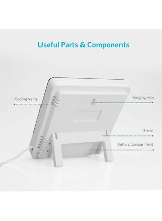 جهاز HTC-2 الرقمي بشاشة عرض لقياس الرطوبة ودرجة الحرارة ومزود بساعة أسود/ أبيض 10 ×  10 ×  2سم - view 4