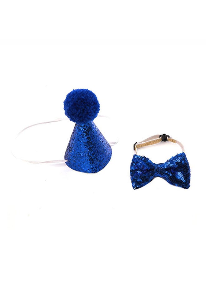 Pet Bow Tie With Party Hat Blue 50grams