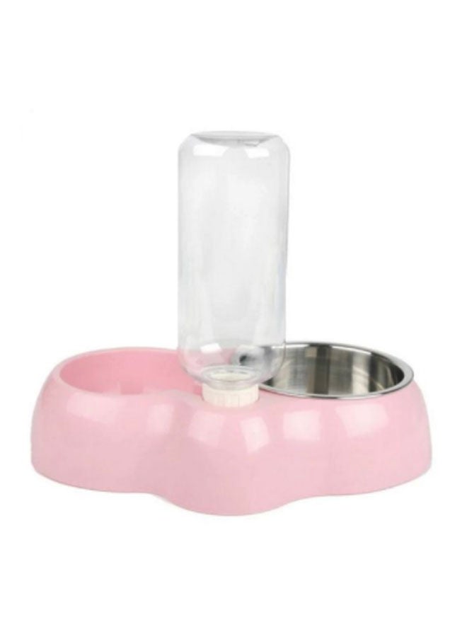 وعاء مزدوج لتقديم طعام للحيوانات الأليفة وردي 1100جرام