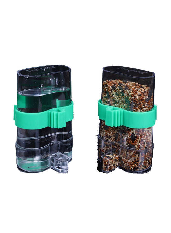 Bird Feeder And Water Dispenser Green/Clear 150grams