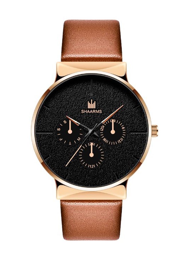 SHAARMS - men Casual Leather Analog Watch SA6081-BRRG - 42 mm - Brown - Image 1