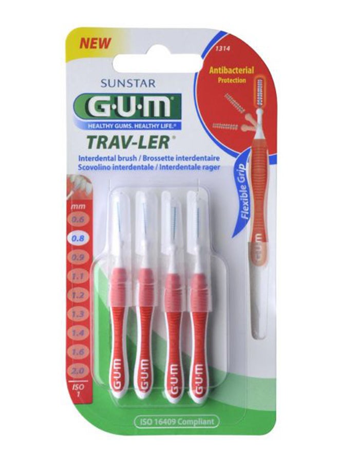 4-Piece Traveler Interdental Brush Set Red/White