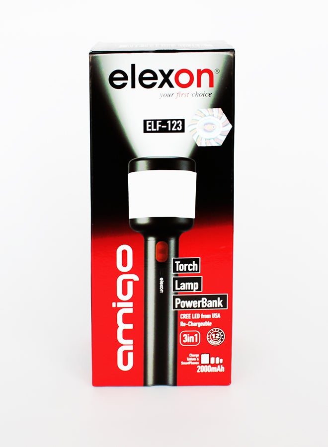 elexon Rechargable Amigo Torch Black 9.5inch  - Image 2