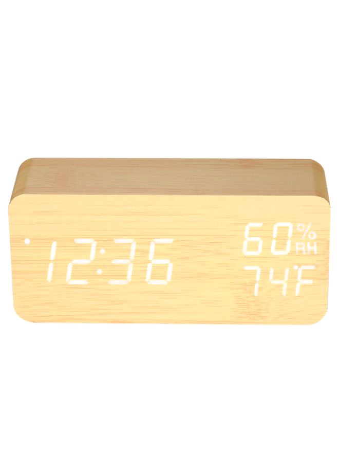 LED Digital Sound Control Alarm Clock Beige/White 