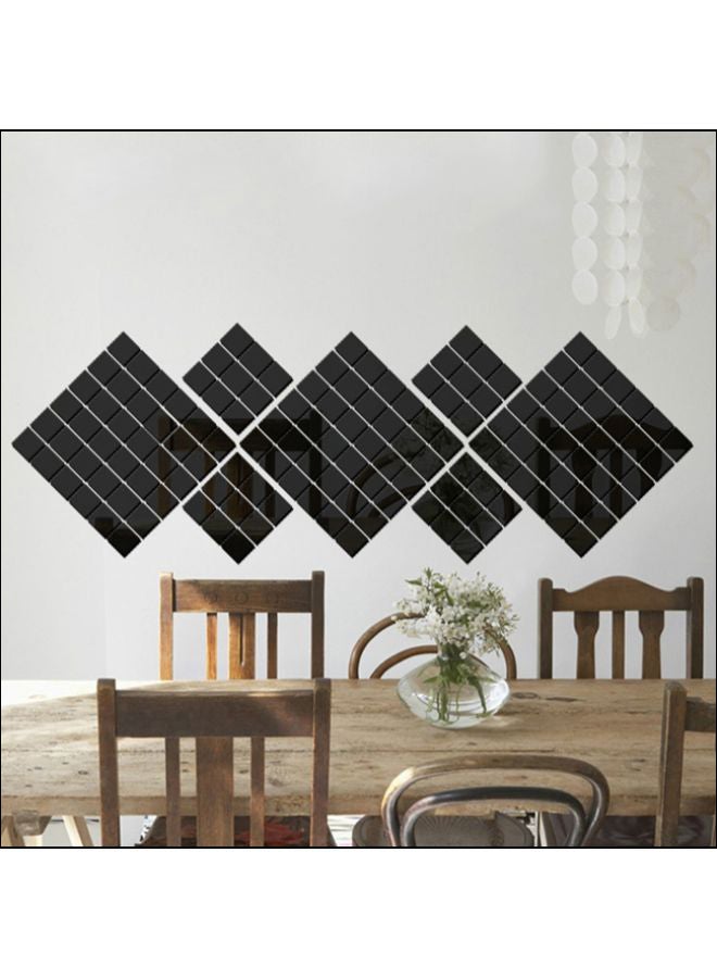 100-Piece Crystal Mosaic Mirror Acrylic Stereo Wall Sticker Black
