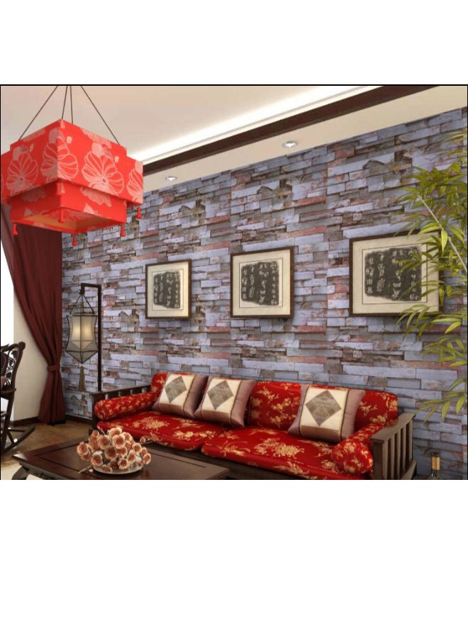 3D Mica Brick Wall Sticker Multicolour