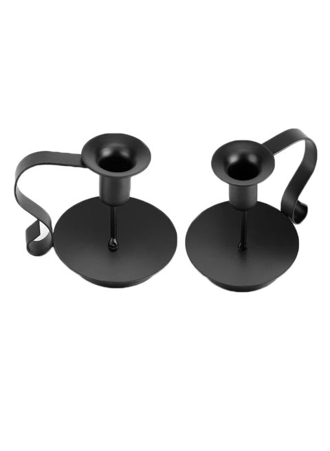 2-Piece Retro Candelabrum Taper Candle Holder Black