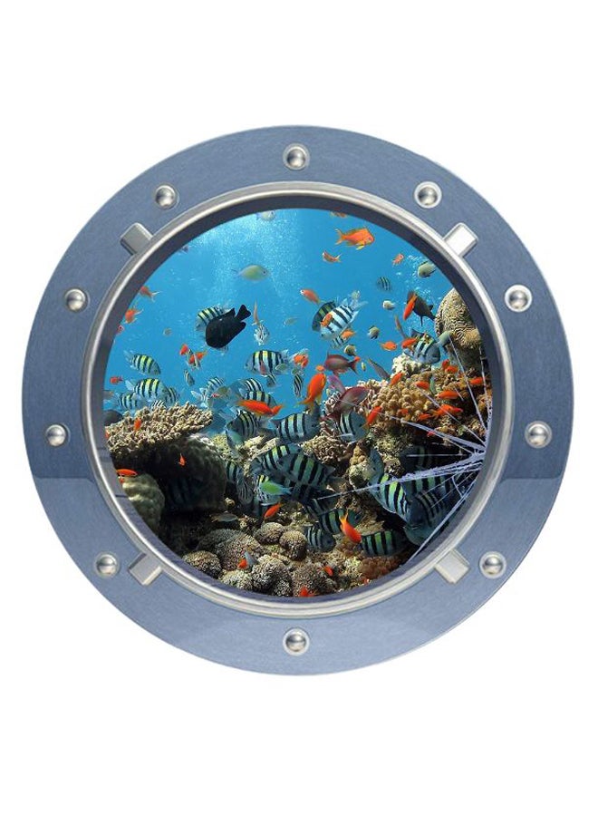 3D Underwater World View Bathroom Wall Art Sticker Multicolour