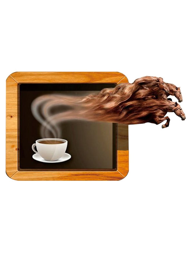 3D Coffee And Horse Wall Art Sticker Multicolour