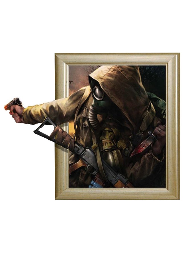 3D Warrior Wall Art Sticker Multicolour