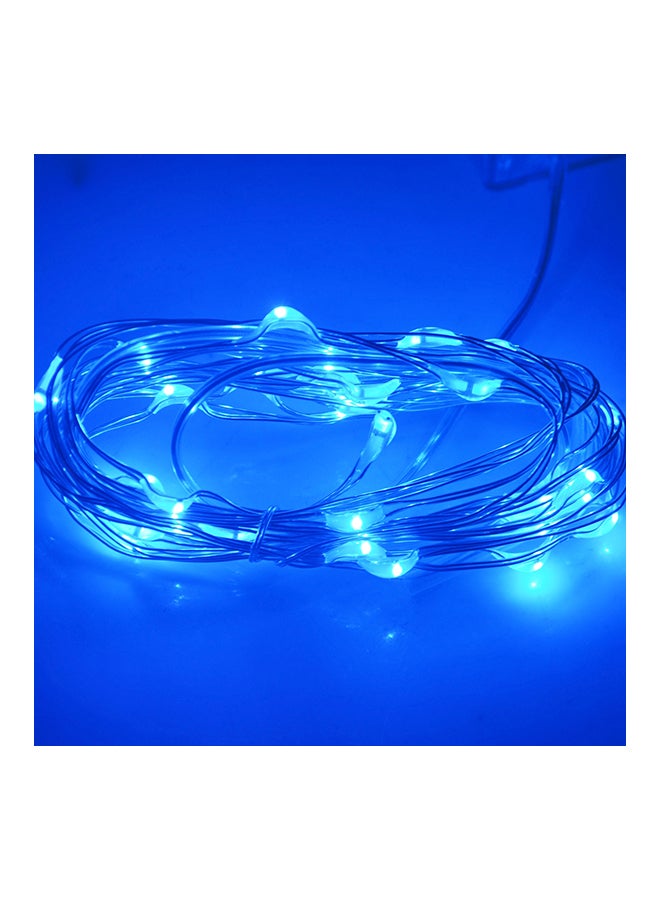 حبل إضاءة LED بسلك فضي مع 3 بطاريات Aa أزرق 8 x 8 x 2سم  - Image 2