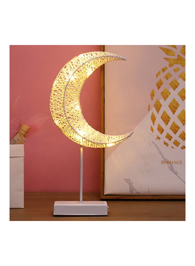 مصباح LED للعطلات بتصميم على شكل قمر ومزود بحامل أصفر 41 x 24 x 8سم