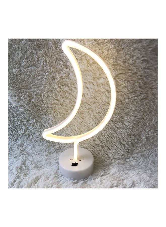 مصباح LED للعطلات بتصميم على شكل قمر ومزود بحامل أبيض 41 x 24 x 8سم