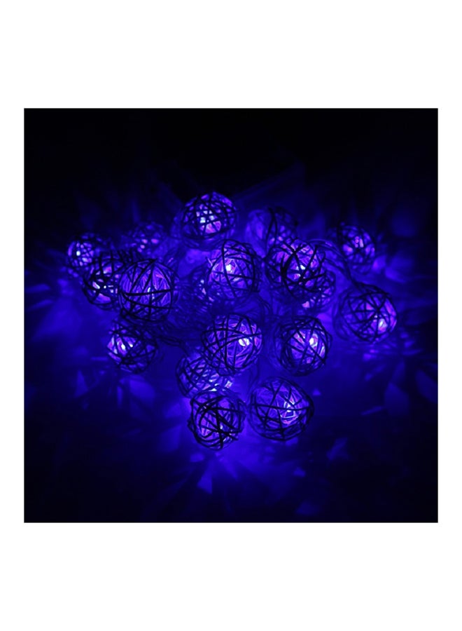 شريط إضاءة مكون من 20 مصباح LED يعمل ببطارية وعلى شكل كرة من الخيزران أزرق 35 x 20 x 15سم  - Image 1