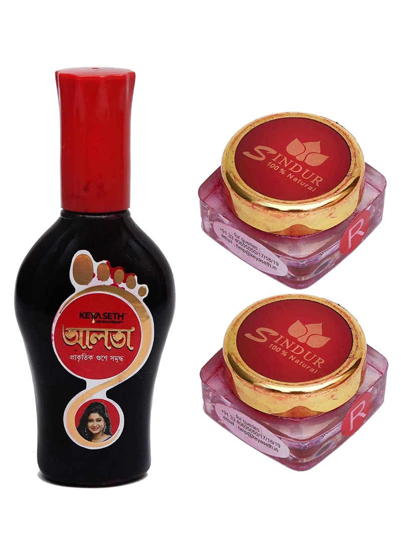 KEYA SETH AROMATHERAPY, DEVICE OF DROP Pack Of 3 Aromatic Aalta With Natural Sindur Set Red - Image 1