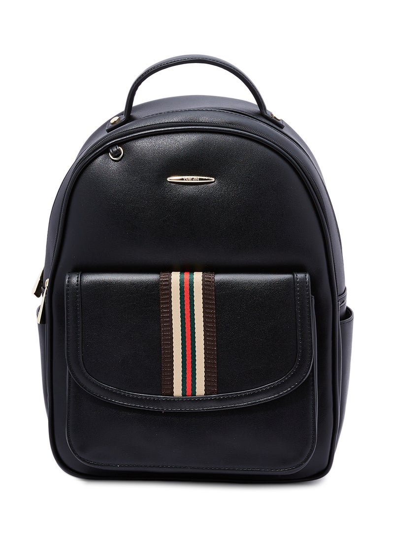 YUEJIN - Classic Striped Backpack Black - Image 1
