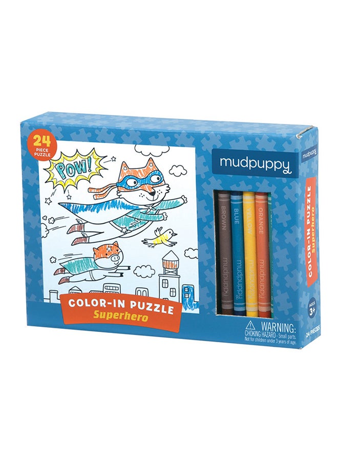 Mudpuppy Superhero Puzzle With Crayons 7x7inch