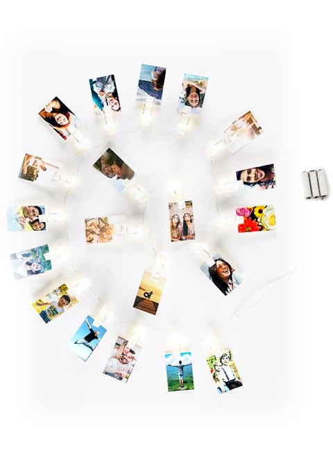15 LED, Battery Operated, String Light With Clips To Hang Photos, Length 2.27 m Warm White