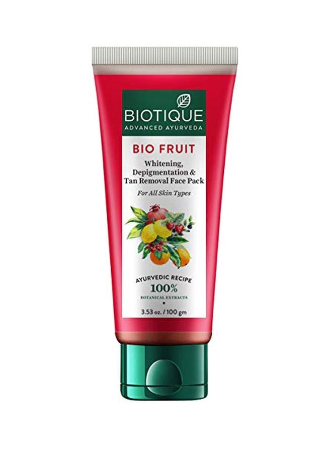 Biotique Bio Fruit Whitening, Depigmentation And Tan Removal Face Pack 100grams - Image 1