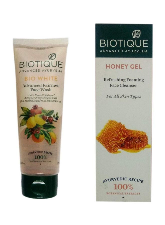 Biotique Bio White Advanced Fairness Face Wash With Honey Gel Refreshing Foaming Face Cleanser Set