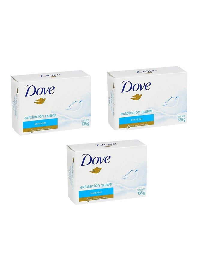 Dove Pack Of 3 Exfoliating Beauty Bathing Bar 135grams - Image 1