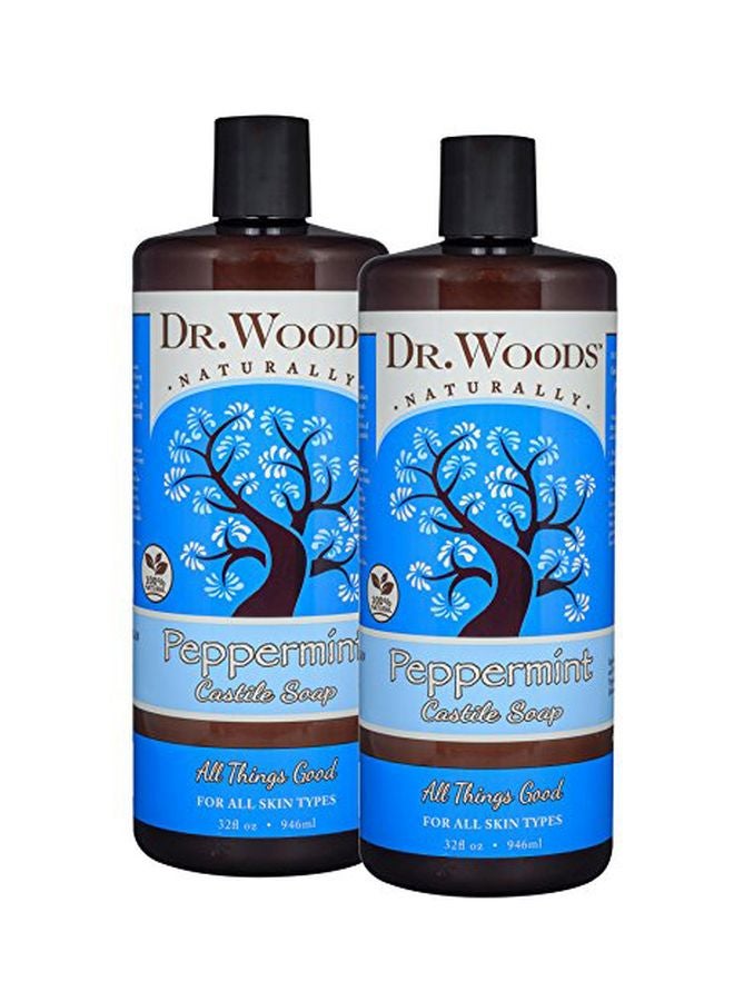د.وودز مجموعة مكونة من عبوتين من الصابون القشتالي الطبيعي بخلاصة النعناع الفلفلي 946ملليلتر