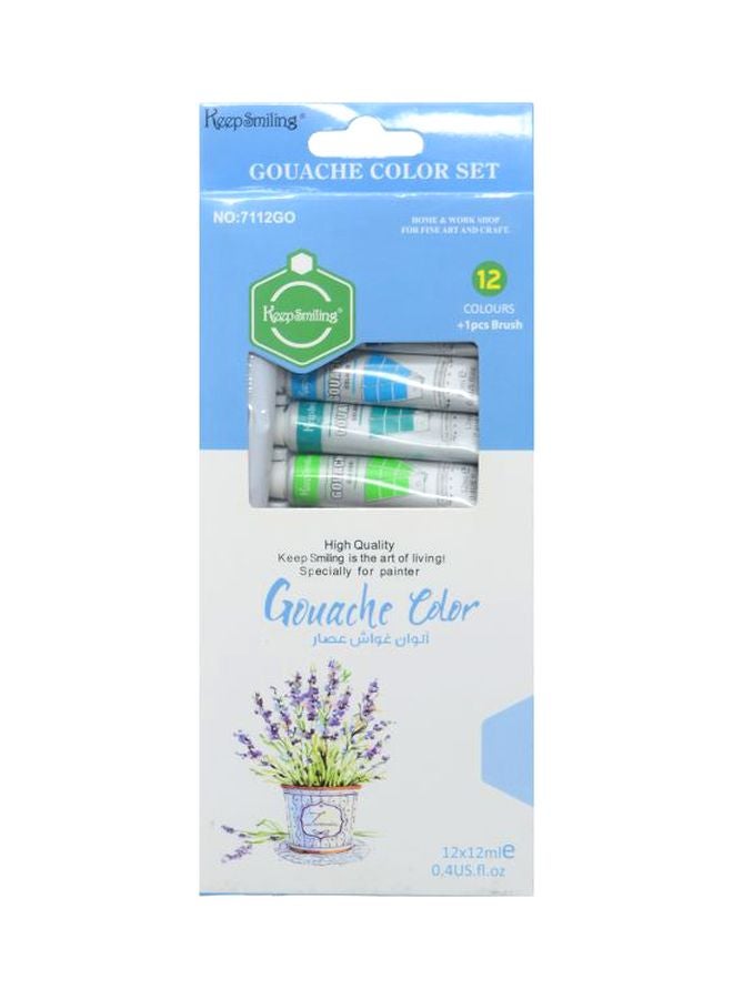 13-Piece Gouache Colour With Brush Set Green/Blue