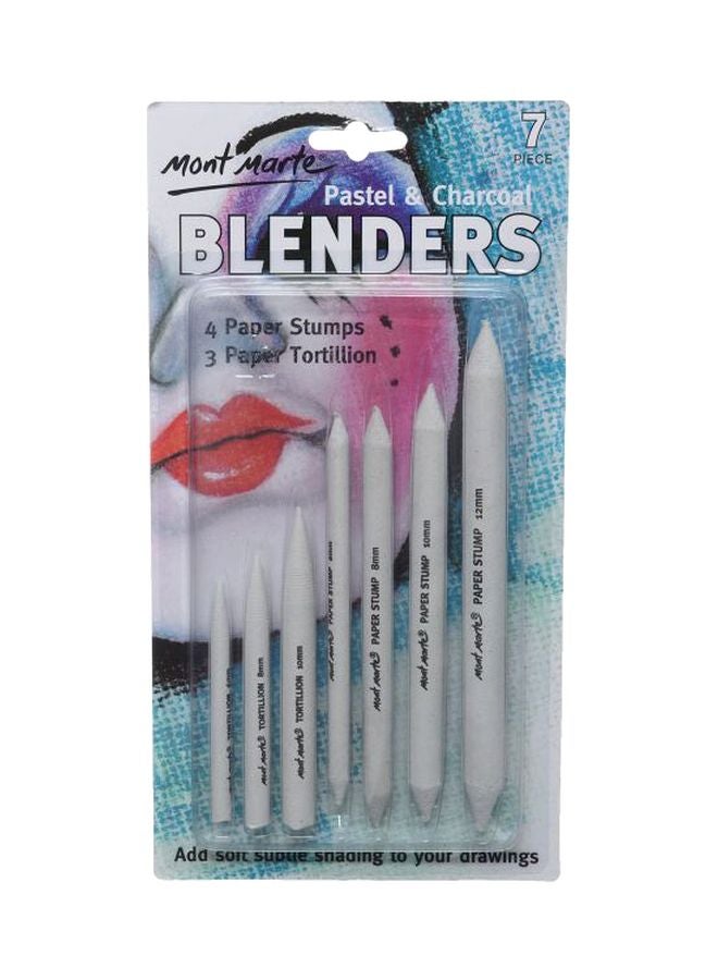 Mont Marte 7-Piece Pastel And Charcoal Blenders Set White