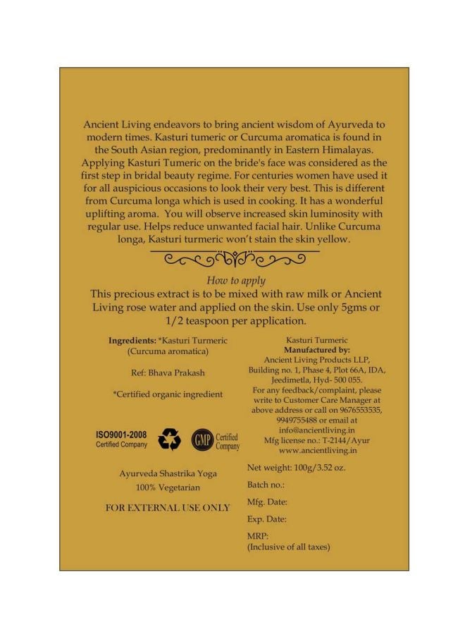 Ancient Living Kasthuri Turmeric Pack 100grams  - Image 2