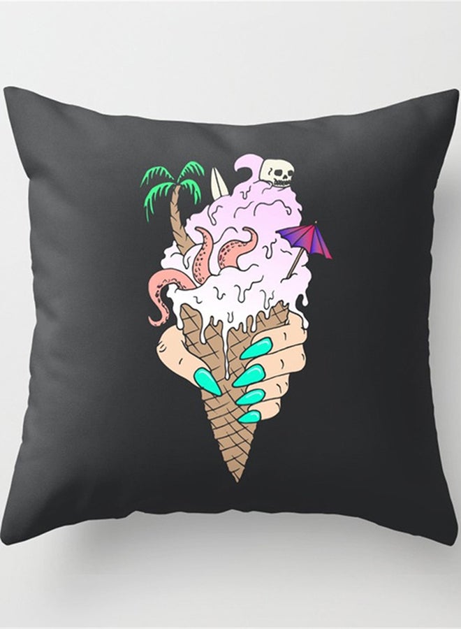 Ice Cream Pattern Soft Square Pillow Multicolour 45x45cm 