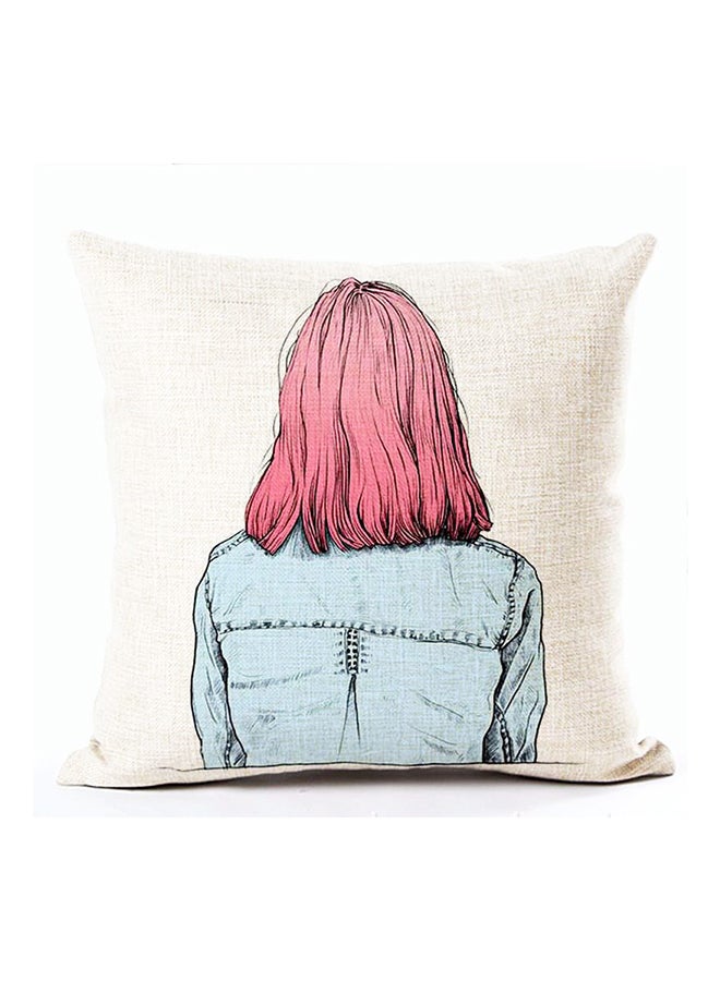 Cartoon Girl Pattern Cushion Cover Multicolour 45x45cm