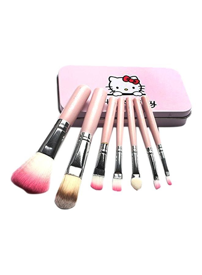 FOK 7-Piece Makeup Brush Set Pink/White/Silver  - Image 1