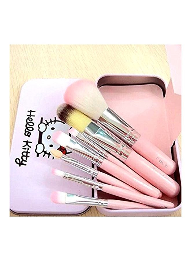 FOK 7-Piece Makeup Brush Set Pink/White/Silver  - Image 2