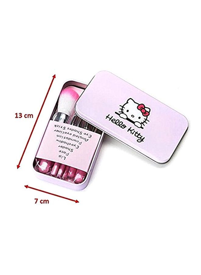 FOK 7-Piece Makeup Brush Set Pink/White/Silver  - Image 3
