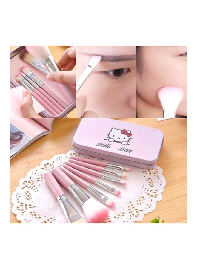 FOK 7-Piece Makeup Brush Set Pink/White/Silver  - Image 4