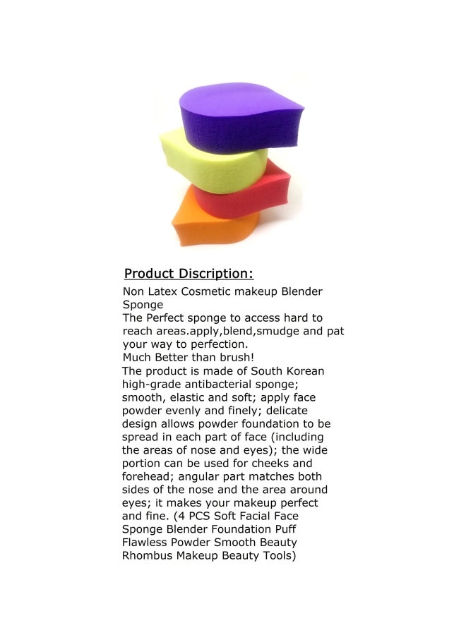 OUT OF BOX 4-Piece Make Up Blending Sponge Yellow/Purple/Red - Image 2