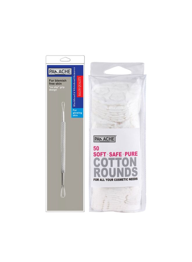 Panache Blackhead and Whitehead Remover With Cotton Rounds Silver/White  - Image 2