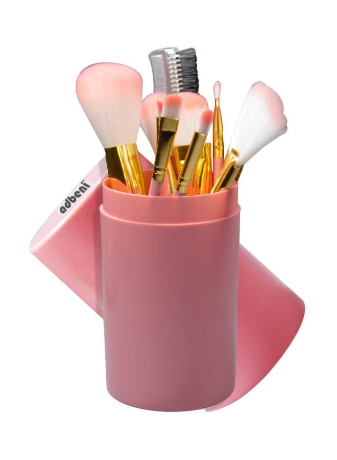 adbeni 12-Piece Makeup Brush Set Pink/Gold - Image 1