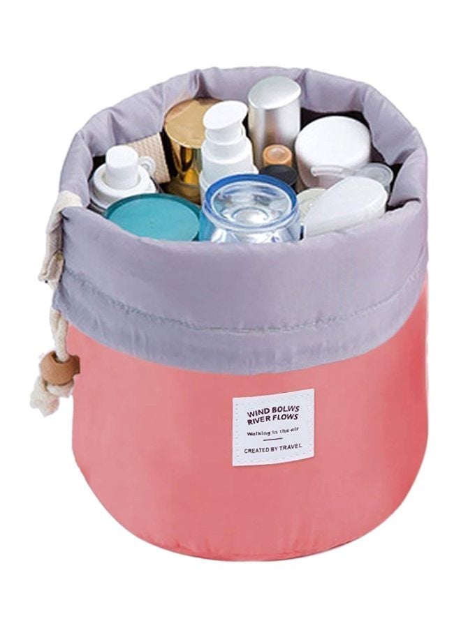HappenWell Bucket Barrel Shaped Cosmetic Pouch Pink/Grey  - Image 1
