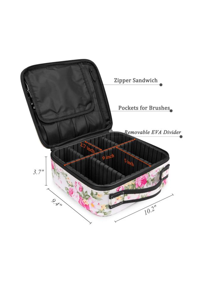 INOVERA (LABEL) Make Up Organizer Bag With Adjustable Compartment White/Pink/Green - Image 2