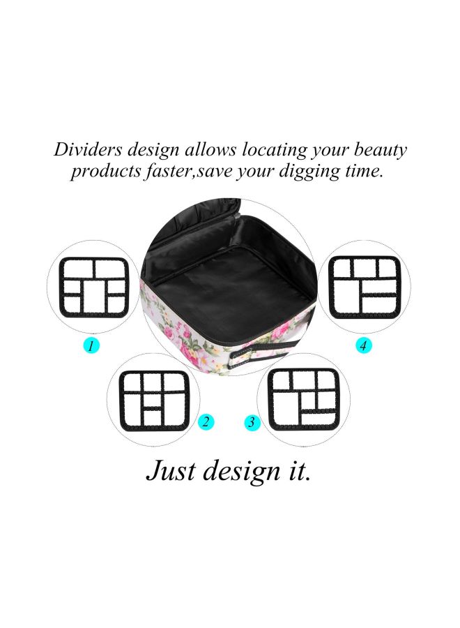 INOVERA (LABEL) Make Up Organizer Bag With Adjustable Compartment White/Pink/Green - Image 5